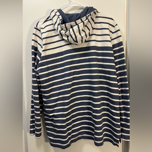 L.L. Bean Navy and Cream Hooded Striped Sweatshirt - Picture 5 of 6